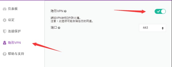 设置隐形vpn端口