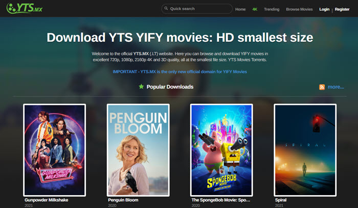 2026 种子网站 – YIFY/YTS